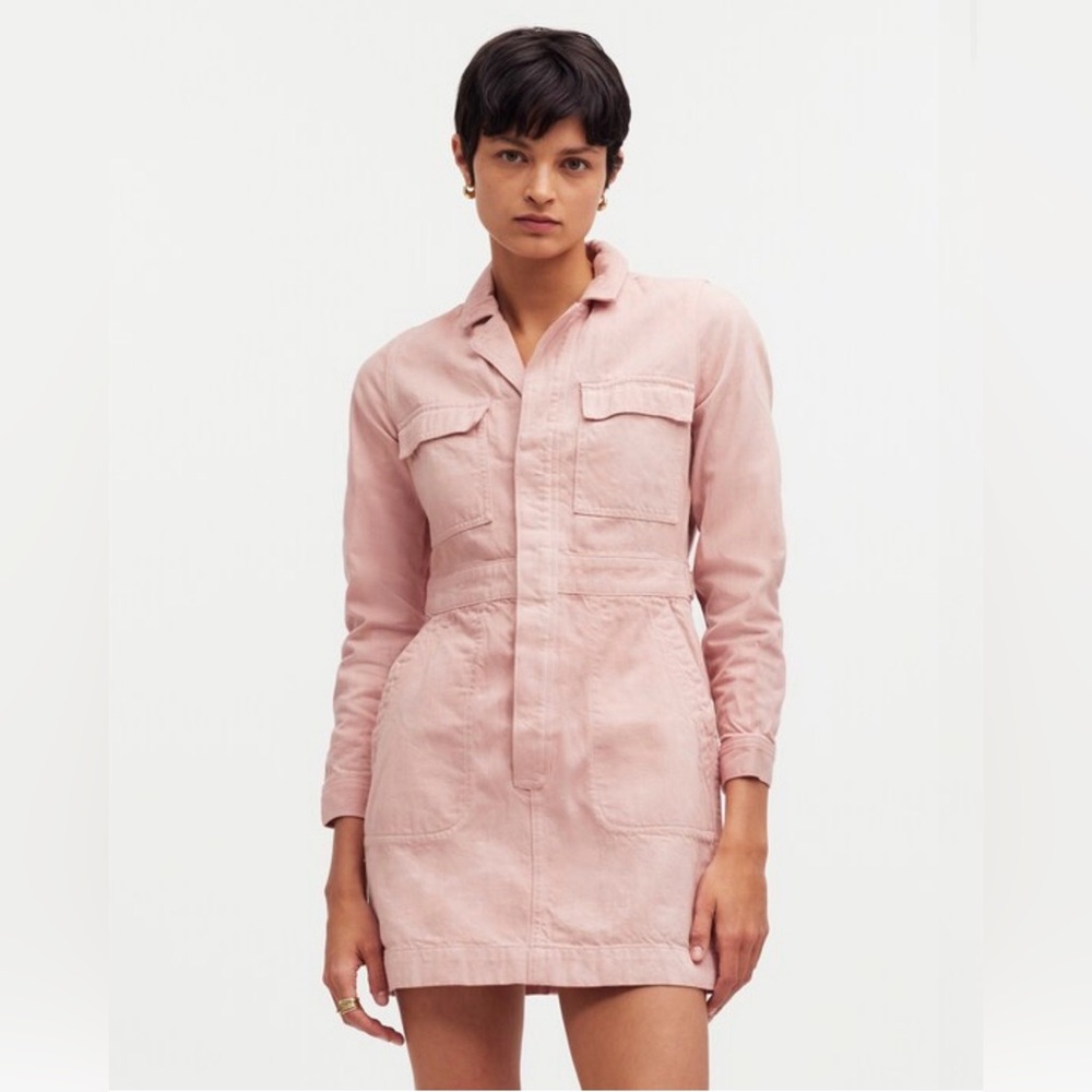 Madewell Pink Utility Shirt Dress